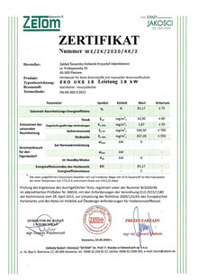 Naturzugkessel Zertifikate