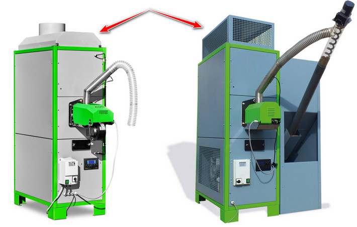 Pellet-Warmluftheizung Warmluftauslass